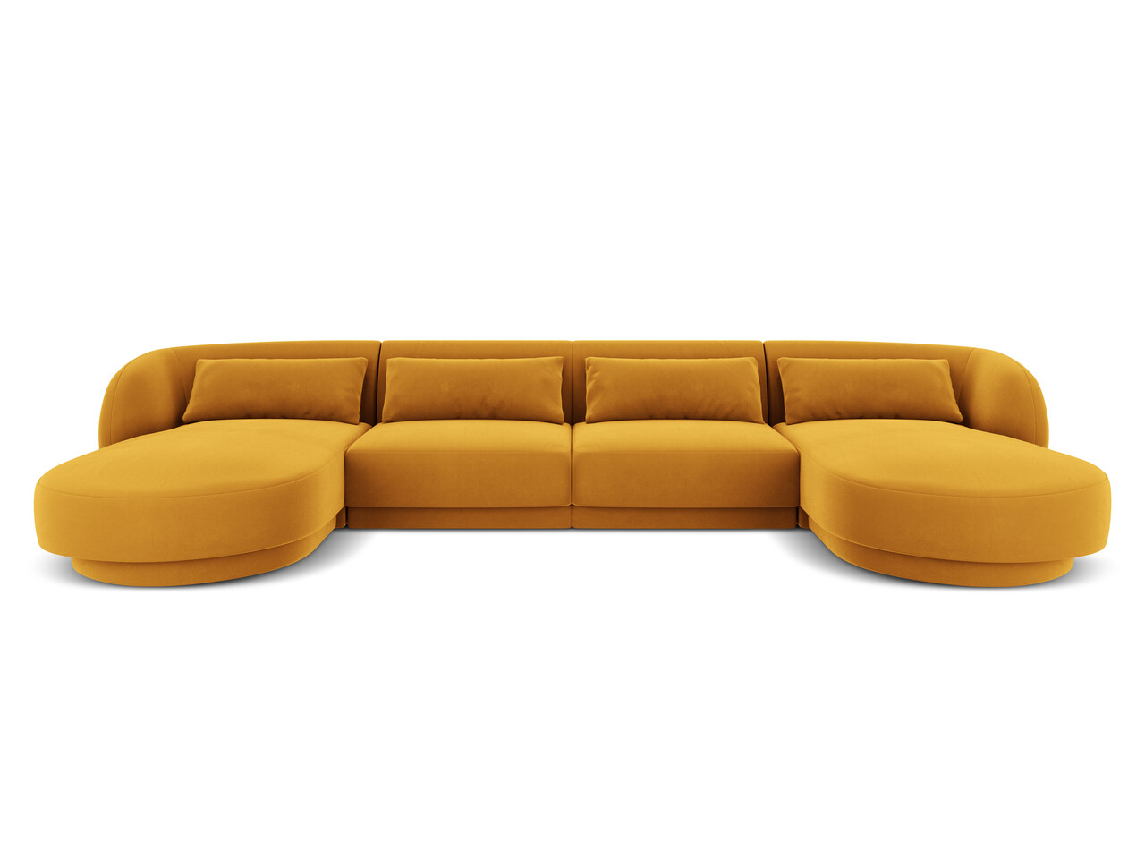 Coltar panoramic 5 locuri, Tulum, Cosmopolitan Design, 330x156x70 cm, catifea, galben - imagine 6